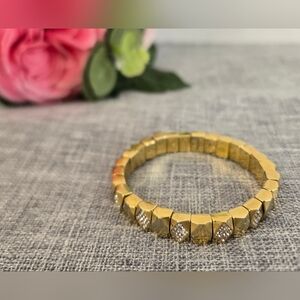 Fossil Gold‎ Tone Pave Stretch Bracelet 7"